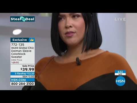 IMAN Global Chic DolmanSleeve Colorblock Sweater