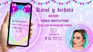 Karol G Bichota Birthday Invitation - Karol G Singer Bichota Theme Invite