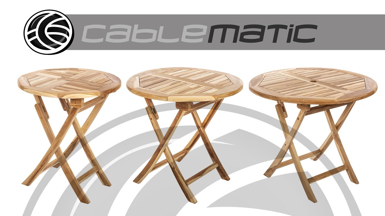 Mesa redonda plegable para jardín exterior de madera de teca - distribuido por CABLEMATIC ®