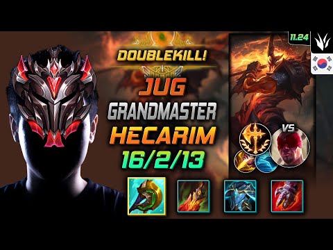GrandMaster Hecarim Jungle vs Lee Sin - 천상계 정글 헤카림 신파자 정복자 - LOL KR 11.24