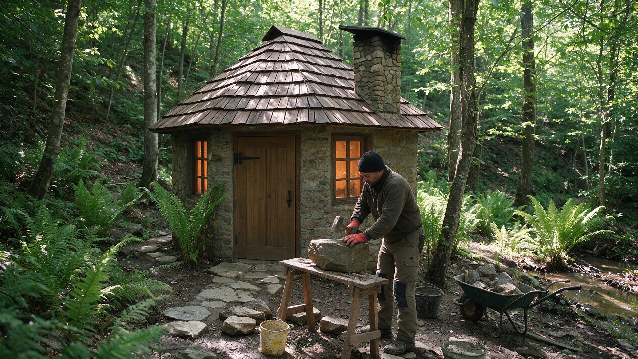 I Built the Warmest Stone House in the Middle of the Forest | Start to Finish