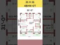 4 Bed Room Village Home Plan In 31x31 Feet 31 By 31 Makan Ka Naksha Shorts Homeplan Gharkadesign