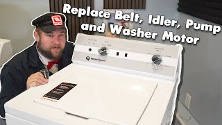 Speed Queen TC5003WN Washer Won't Agitate and Spin Well - How to Replace Belt, Idler, Motor & Pump