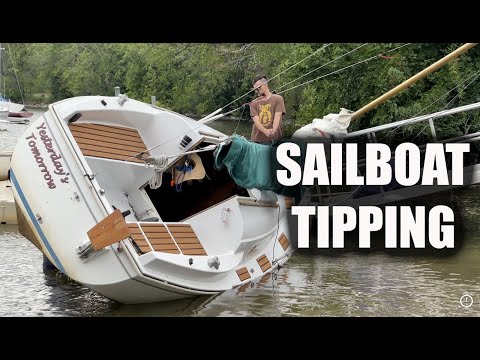 How To Replace Centerboard Keel Rope Line by Careening or Tipping Sailboat.