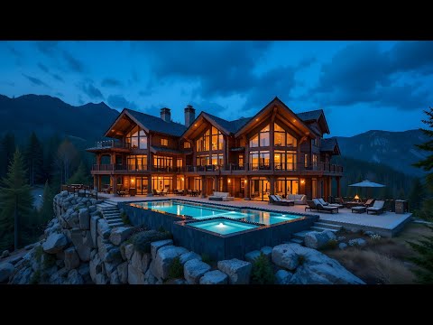 💫Inside a $10 Million Luxury Mountain Log Cabin Mansion #house #luxuryhome 💫