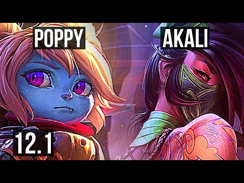 POPPY vs AKALI (TOP) | Rank 2 Poppy, 7/0/3, Godlike | NA Grandmaster | 12.1
