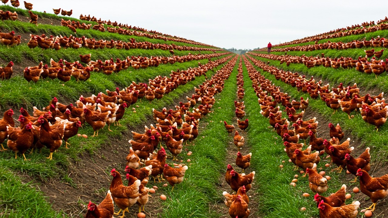 Millions Of Free Range Chickens Raised And Billions Of Eggs Harvested   Chicken Farm