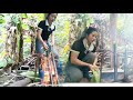 A delicious bamboo tube rice lunch in the forest for the girl,Bamboo-tube rice