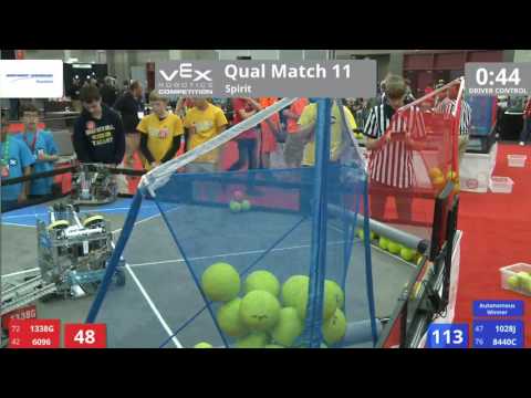 VEX Worlds 2016 - VRC Middle School - Spirit - Qual 11 (1338G 6096) 82 vs 174 (1028J 8440C)