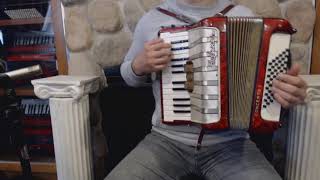 Video thumbnail for 7060 - Red Hohner Concerto I Piano Accordion MM 26 48 $999 by Liberty Bellows