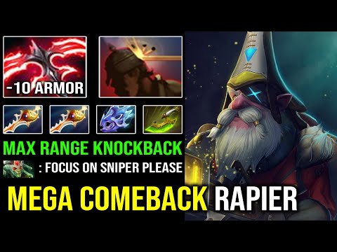 DOUBLE Rapier Mega Comeback LEVEL 30 Sniper Knockback God Vs 102K DMG Carry Medusa Dota 2