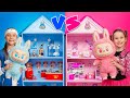 Pink Vs Blau DIY Puppenhaus Challenge Für Labubu Toys Mit Stephi Und Eva