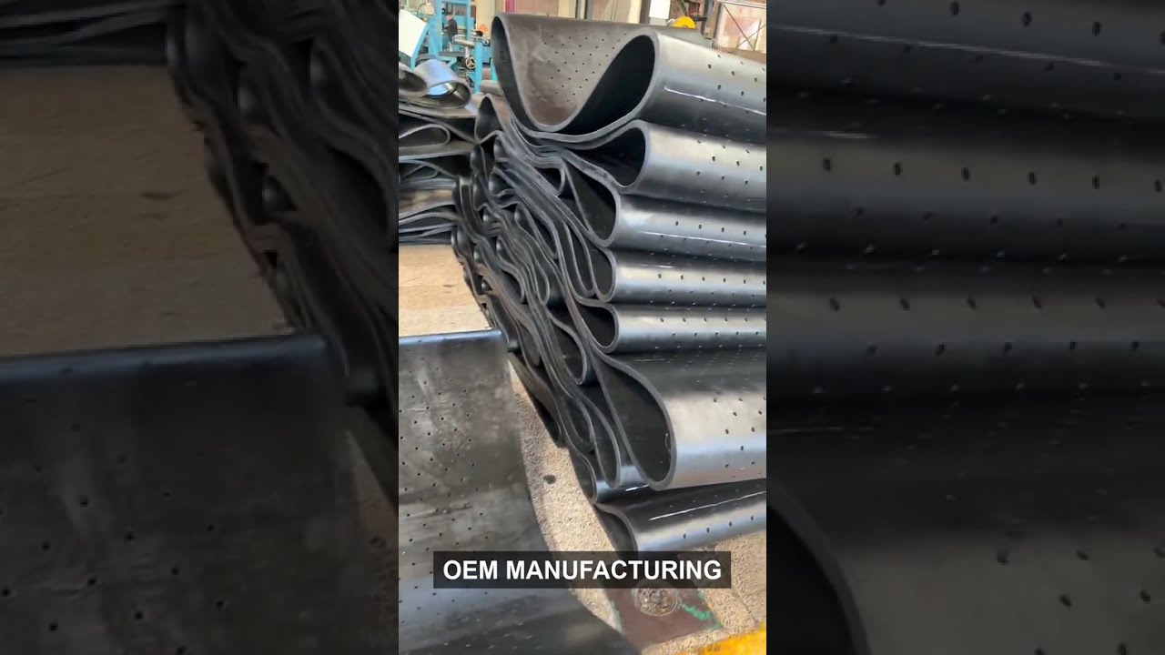 Shot blasting belt and rubber track factory production video
