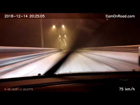 Winter drive on Highway Belgrade - Novi Sad, Serbia