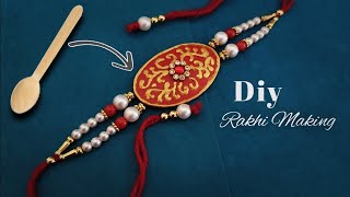 How To Make Rakhi At Home | Rakhi Making ideas For Raksha Bandhan | DIY rakhi from wooden spoon