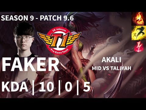 SKT Faker AKALI Mid vs TALIYAH | Patch 9.6 | LOL KR Rank