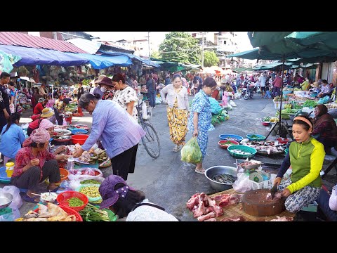 Cambodian Routine Food & Lifestyle @ The Market - Deep Fried Taro, Shrimp, Fish, Pork, & More