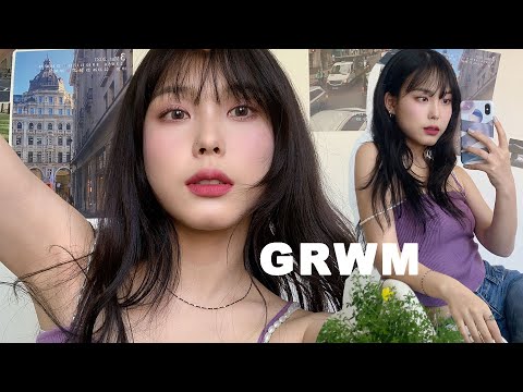 앞머리 자르고 첫 같이준비해요💜 /쿨톤 퍼플 글리터 메이크업, 글리터 셀카 잘 찍는법, 마스카라 꿀팁, 보라색 블러셔 활용법 / 텐션 높음 오늘도 💜