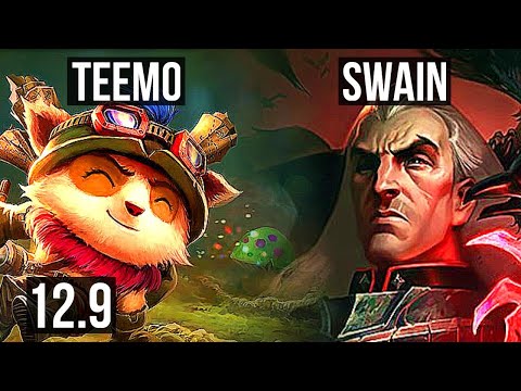 TEEMO vs SWAIN (TOP) (DEFEAT) | Rank 6 Teemo, 300+ games | KR Master | 12.9