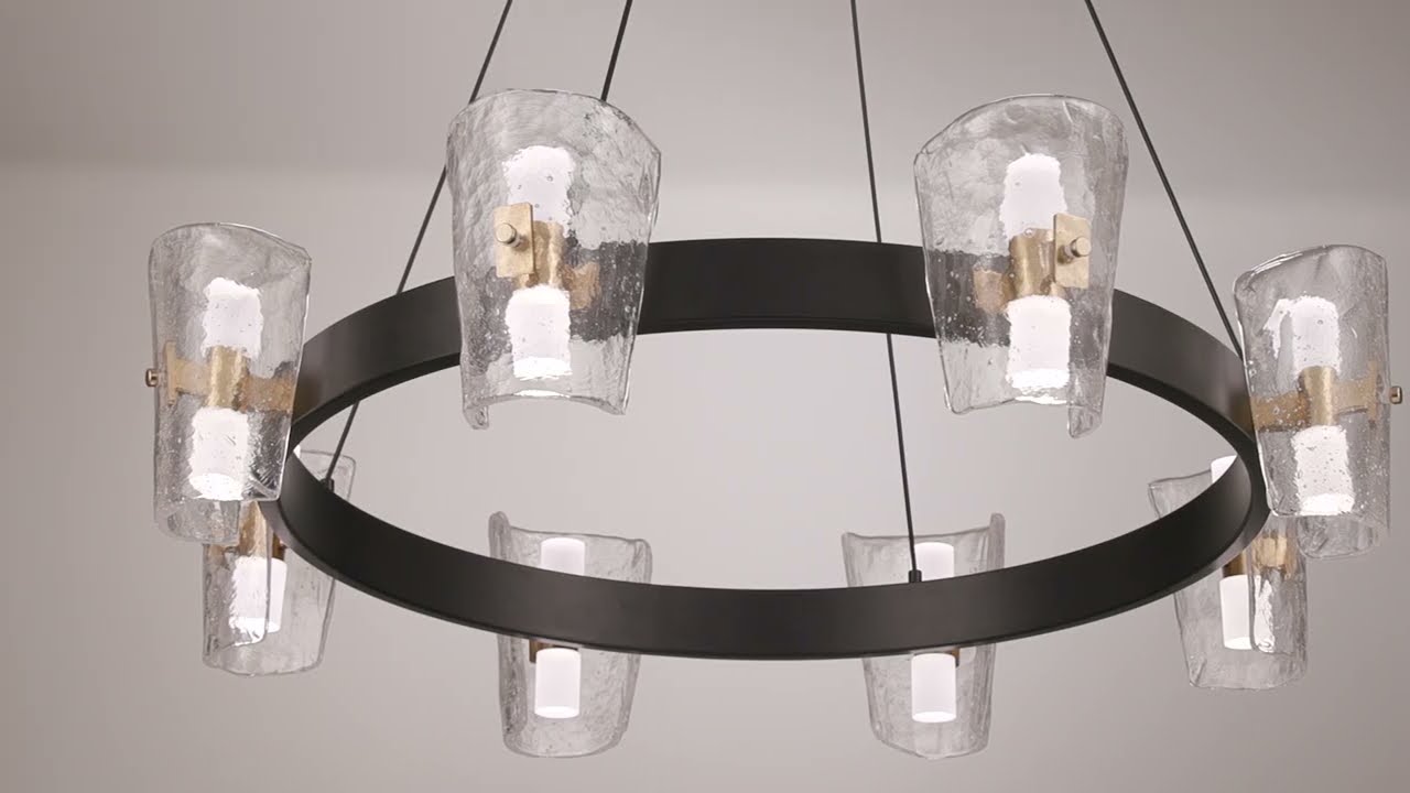 Video 1 Watch A Video About the Possini Euro Dalca Matte Black Cast Glass 16 LED Ring Chandelier