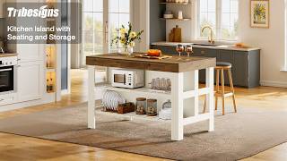 Tribesigns 🌿 Embrace Rustic Elegance (2026) | Kitchen Island RY0321 | Mueble Multifuncional para Cocina anuncio
