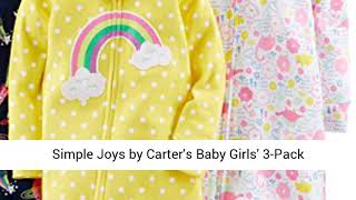 Simple Joys by Carter's Baby and Toddler Girls' 3-Pack Snug Fit Footed Cotton Pajamas
