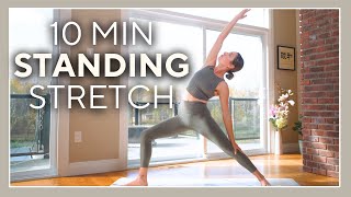 TRAVEL YOGA – 10 min Standing HANDS FREE Yoga Flow (Hotel, No Mat, Small Space)
