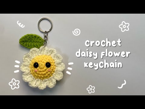 Crochet Daisy Flower Keychain Tutorial 🌼| Crochet Flower Keychain Daisy | Crochet Daisy Keychain