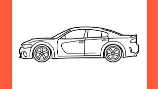 How to draw a DODGE CHARGER SRT HELLCAT REDEYE easy / drawing dodge widebody 2019 car step by step