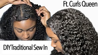MY first time DIY traditional sew in at home on type 4 natural hair|CURLSQUEEN