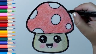Como desenhar COGUMELO FOFO | How to draw FLUFFY MUSHROOM KAWAII como colorir #comodesenhar