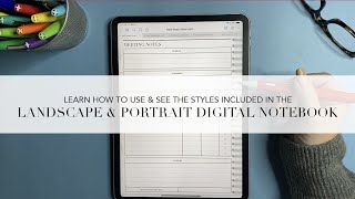 How the Landscape-Portrait Combination Digital Notebook Works Plus See the 5 Included Styles