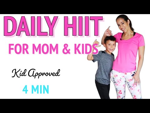 HIIT Workout with your Kids - 4 minute workout that's kid friendly - Mom and kid workout at home