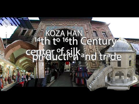 Capital Otomana Bursa - Mercado de Seda Koza Han do Centro de Produção e Comércio do Século XIV 4K VR 360