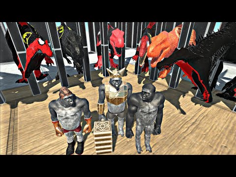 Dinosaurs Battle Baby T Rex Attacked By Mutant Primates - Animal Revolt Battle Simulator