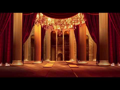 Red open stage curtain deluxe hall rotating crystal lamp photography&video background