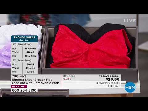 Rhonda Shear 2pack Flat Lace Bra with Removable Pads