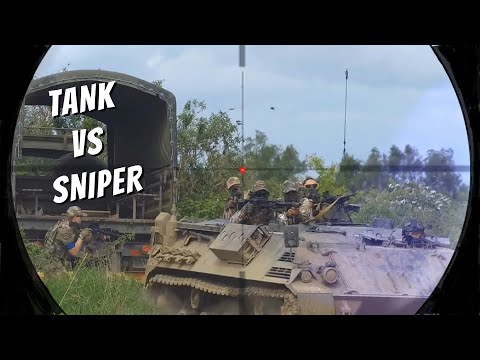 Tank VS Sniper. Airsoft on another level.