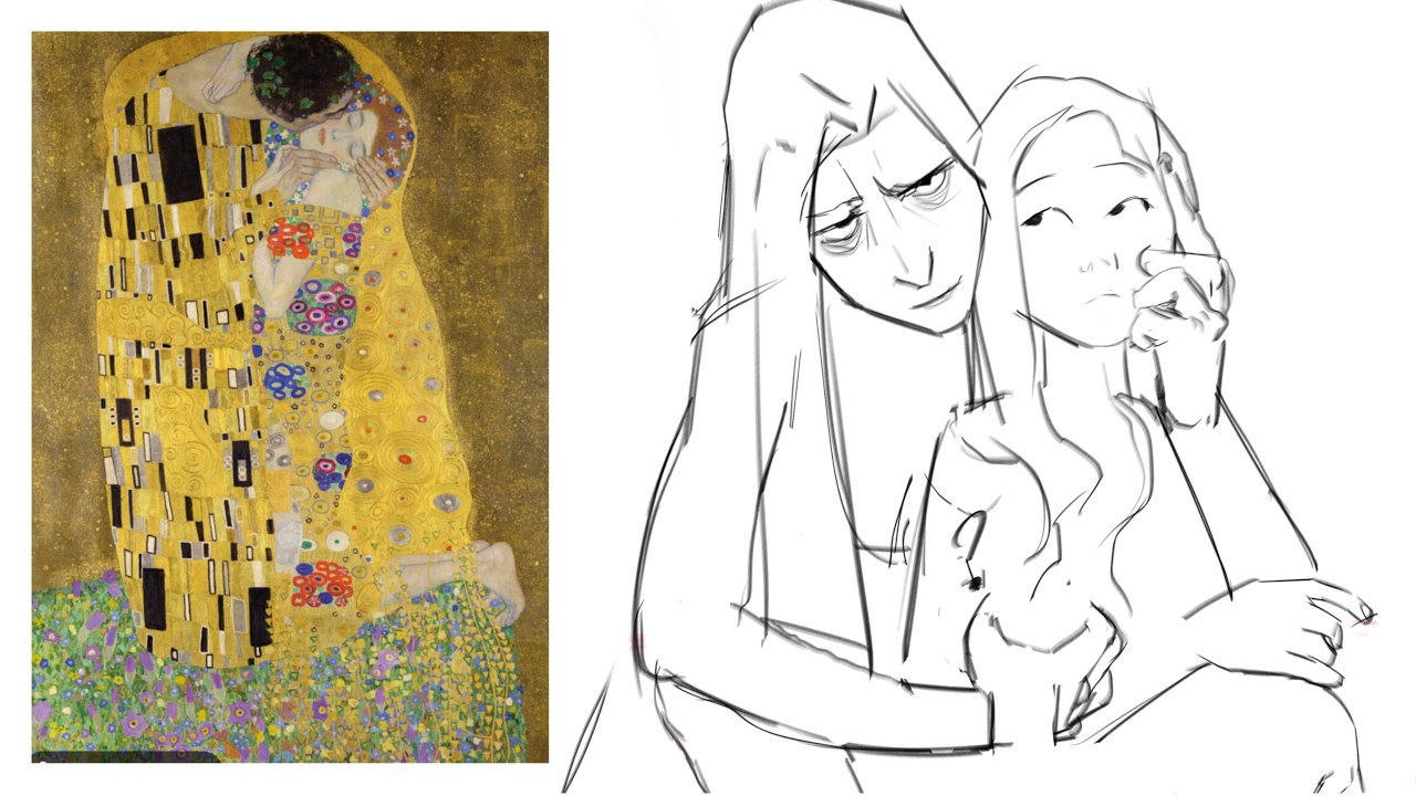 My take on Klimt - "The Kiss" Part 2 - Procreate