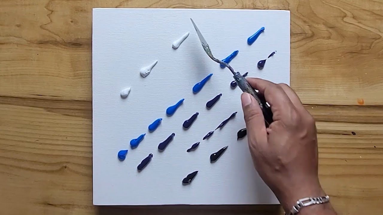 Blue Abstract Landscape Painting Demo / Easy For Beginners / Satisfying 365 Days Challenge(Day#184)