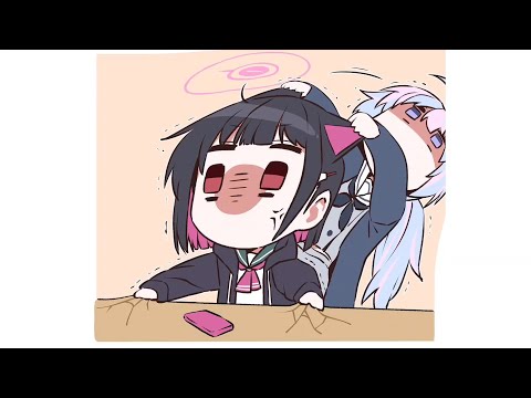 Pulling Kazusa's ears (Blue Archive)