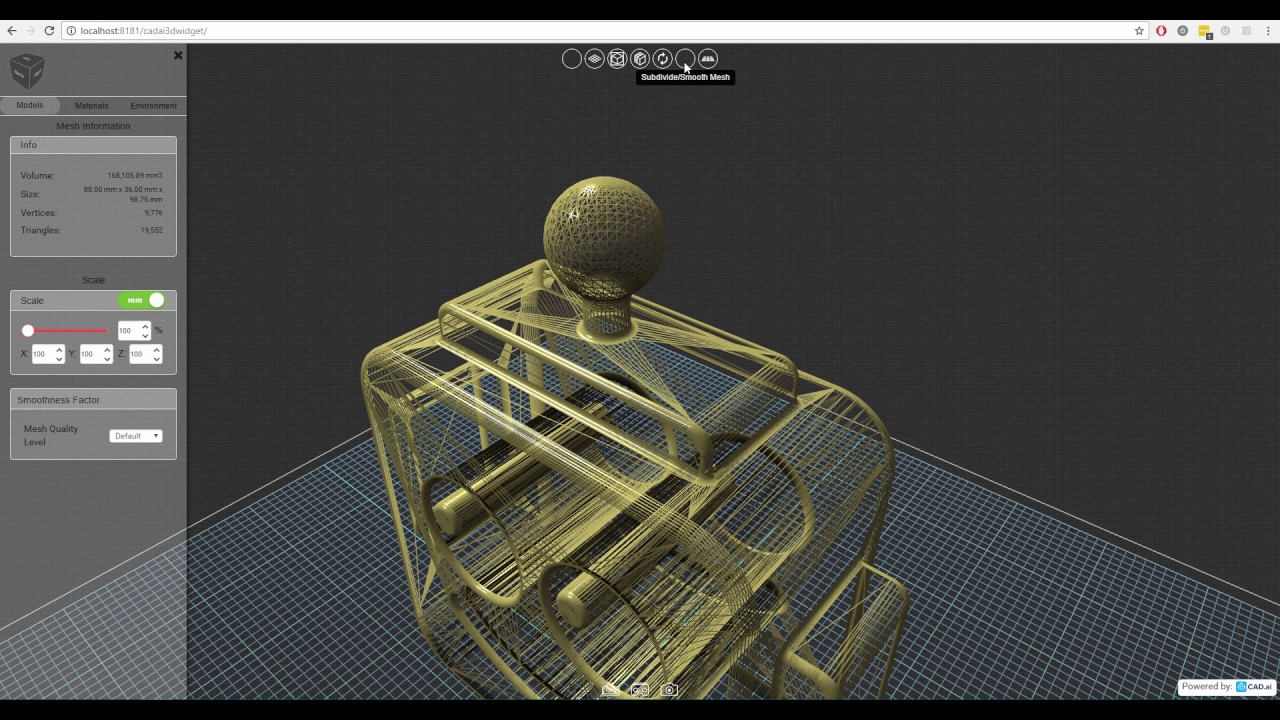 Subdivide and Smooth - CAD Model 3D Viewer API Demo by CAD.ai
