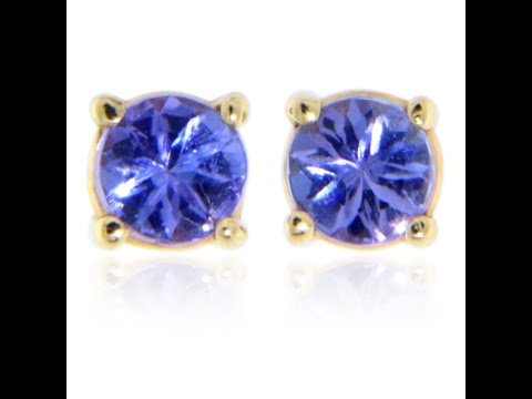 Cercei Stud Surub Aur 14k Tanzanit Natural - Tonuri Magice