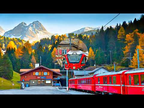 Suíça e Itália - Ferrovia Rética em Albula - Paisagens de Bernina