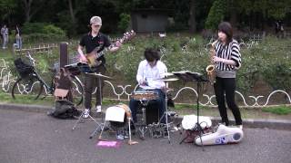 Japanese street band playing The Chicken by Jaco Pastorius