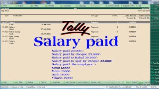 salary entry in tally | salary paid to employee journal entry in tally|salary payment entry in tally