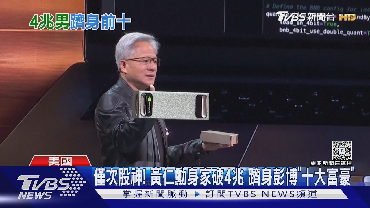 僅次股神巴菲特!黃仁勳身家破4兆 躋身彭博「十大富豪」