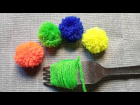 Super Easy Pom Pom Making Ideas with Fork - Hand Embroidery Amazing Trick