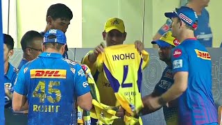 MS Dhoni Gifts His Signed CSK Jersey To Rohit Sharma During MI vs CSK