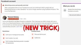 Facebook Advertising Access Permanently Restricted Account Fix ( NEW TRICK)